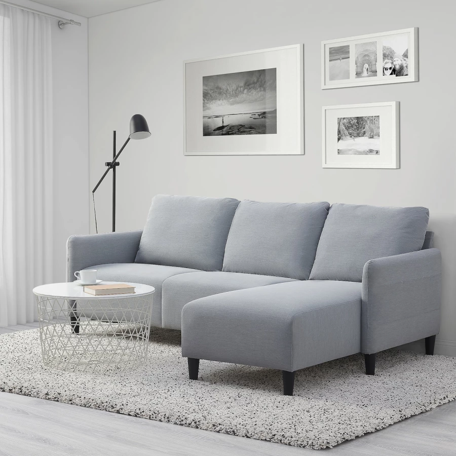 3-местный диван с шезлонгом, IKEA ANGERSBY,  84x196см, светло-серый, АНГЕРСБИ ИКЕА (изображение №2)