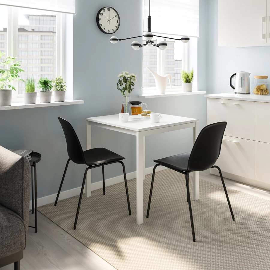 Кухонный стол - MELLTORP/LIDÅS IKEA/МЕЛЛЬТОРП /ЛИДОС ИКЕА, 75х75 см, белый/черный (изображение №2)