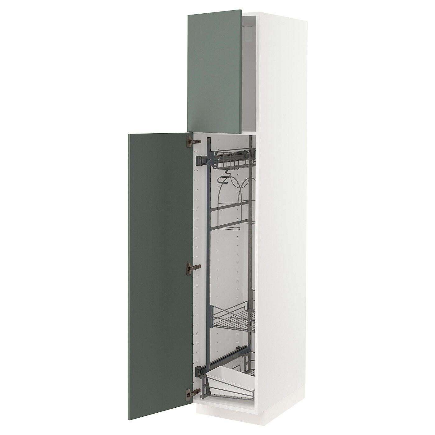 Высокий шкаф/бытовой - IKEA METOD/МЕТОД ИКЕА, 200х60х40 см, белый/темно-зеленый