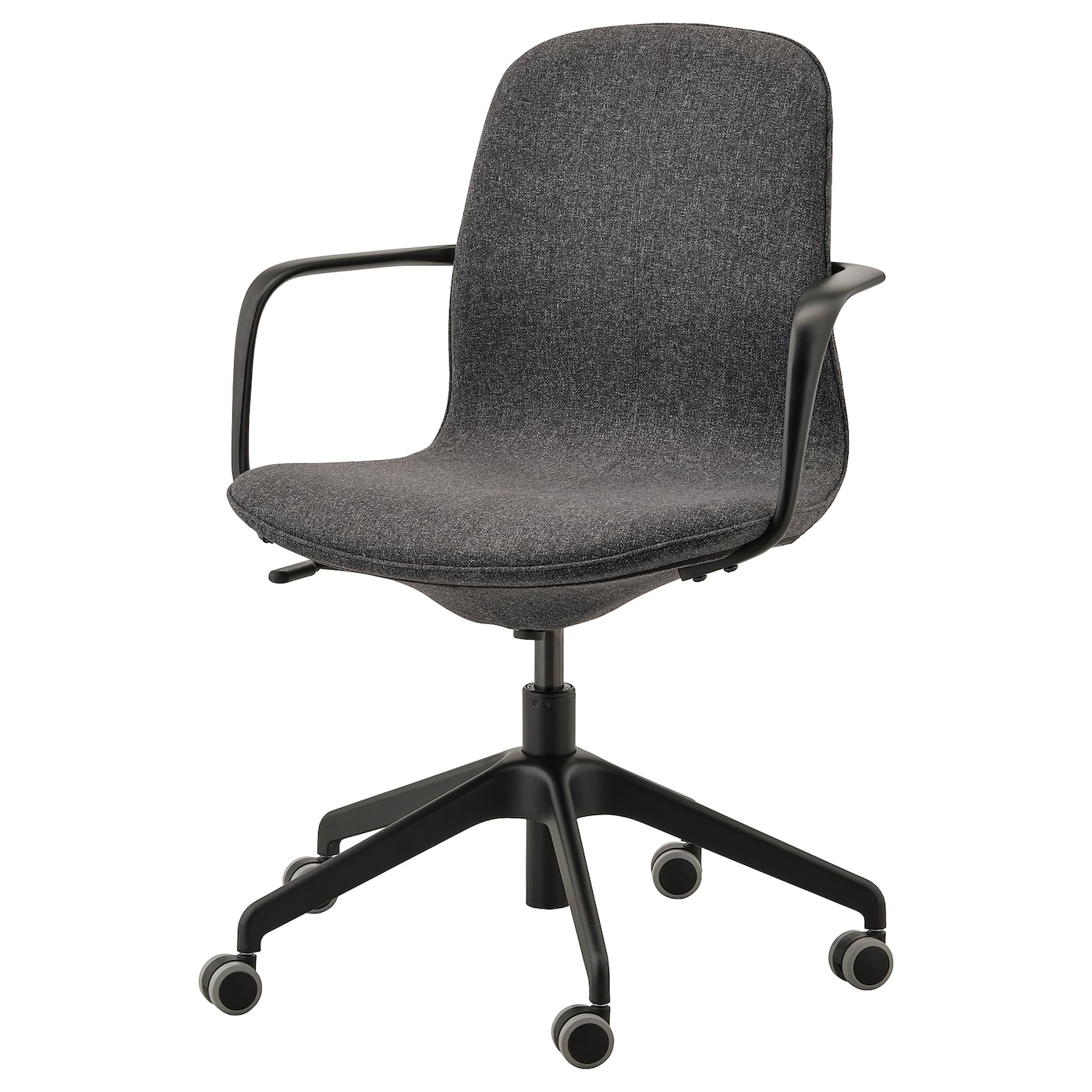 Офисный стул - IKEA LÅNGFJÄLL/LANGFJALL, 68x68x92см, темно-серый/основание стула черный, ЛОНГФЬЕЛЛЬ ИКЕА