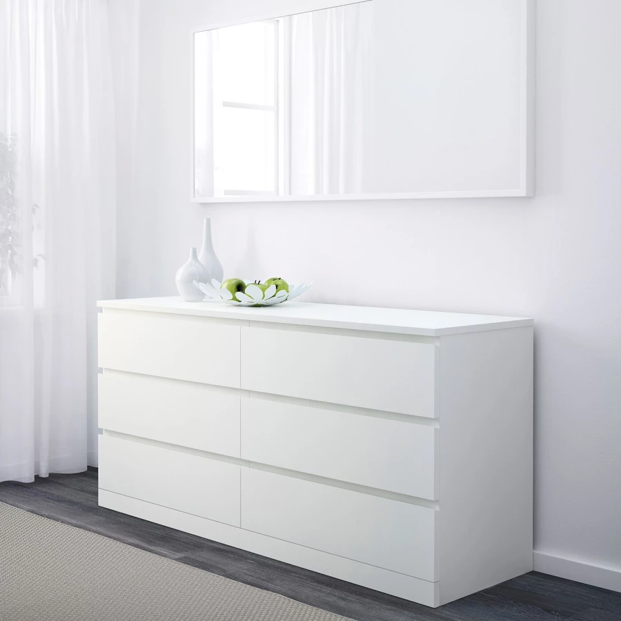 Комплект мебели для спальни - IKEA MALM/LURÖY/LUROY, 160х200см, белый, МАЛЬМ/ЛУРОЙ ИКЕА (изображение №7)