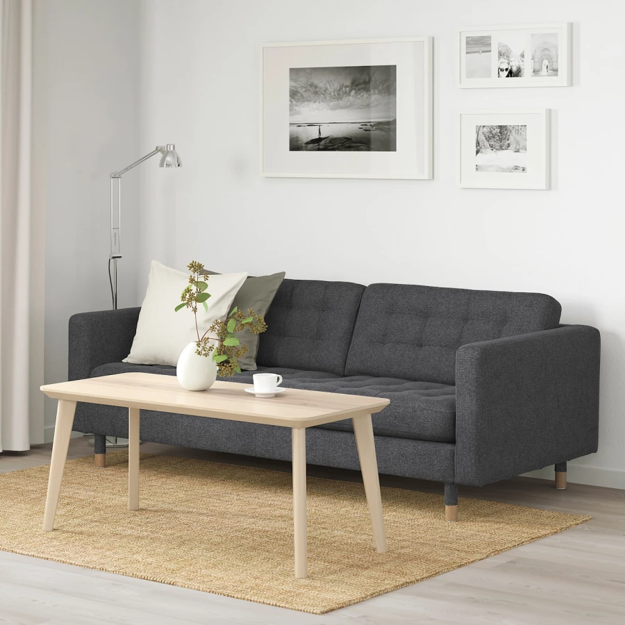 3-местный диван - IKEA LANDSKRONA/ЛАНДСКРОНА ИКЕА, 78х89х204 см, черный (изображение №2)
