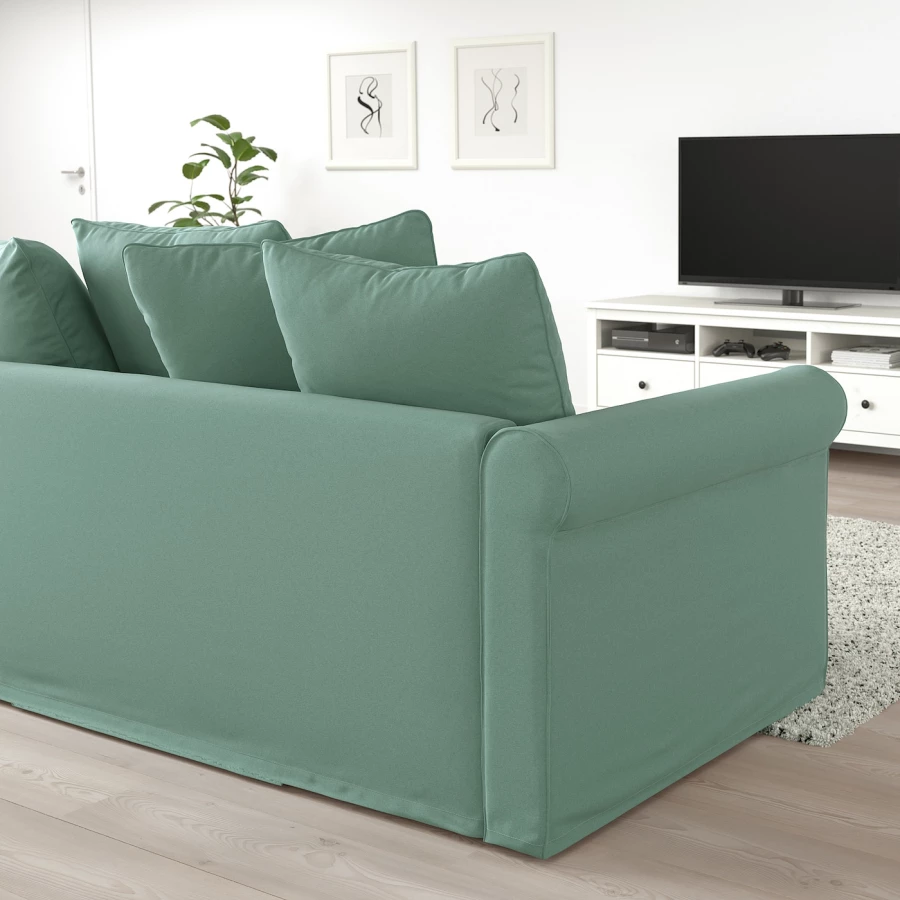 3-местный диван и козетка - IKEA GRÖNLID/GRONLID,  98x328см, бирюзовый, ГРЕНЛИД ИКЕА (изображение №3)