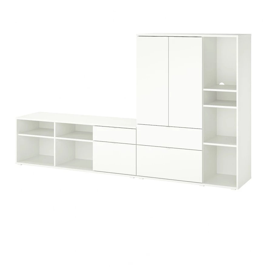 Шкаф для ТВ - IKEA VIHALS, 140x37x251cм, белый, ВИХАЛС ИКЕА (изображение №1)