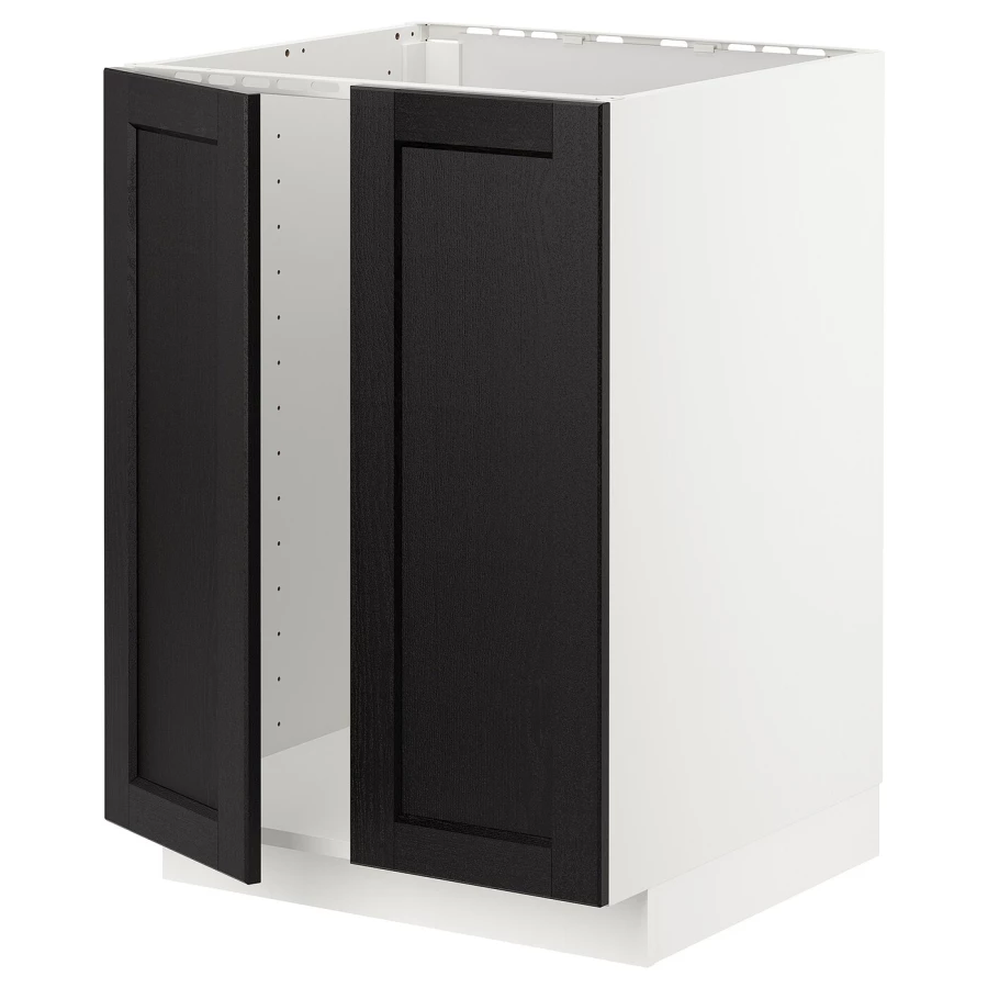 Шкаф под раковину/2 дверцы - METOD IKEA/ МЕТОД ИКЕА, 88х60 см. белый/черный (изображение №1)