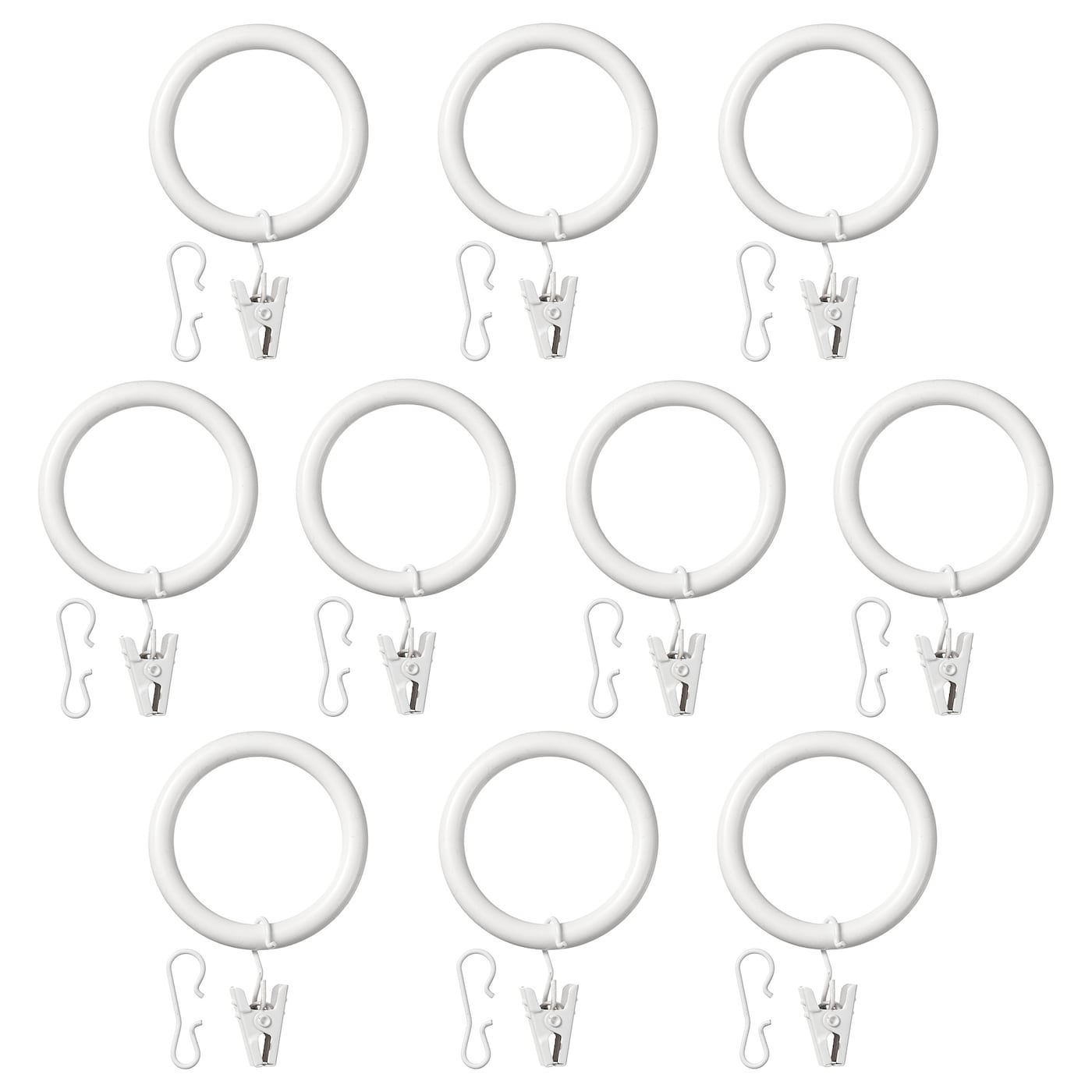Набор колец для штор, 10 шт. - IKEA SYRLIG, 38 мм, белый, СИРЛИГ ИКЕА