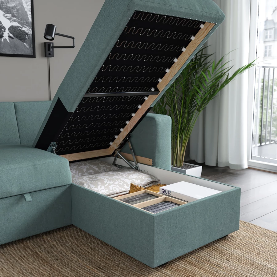 3-местный диван-кровать - IKEA BÅRSLÖV/BARSLOV/БЁРСЛОВ ИКЕА, 236х90х84 см, бирюзовый (изображение №5)