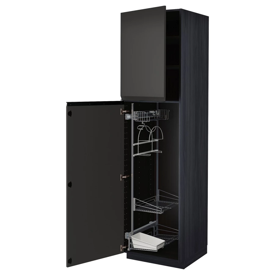 Высокий шкаф/бытовой - IKEA METOD/МЕТОД ИКЕА, 60х60х240  см, черный (изображение №1)