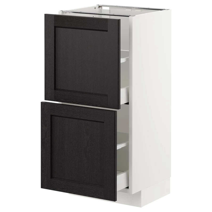 Напольный шкаф  - IKEA METOD, 88x39,5x40см, белый/черный, МЕТОД ИКЕА (изображение №1)