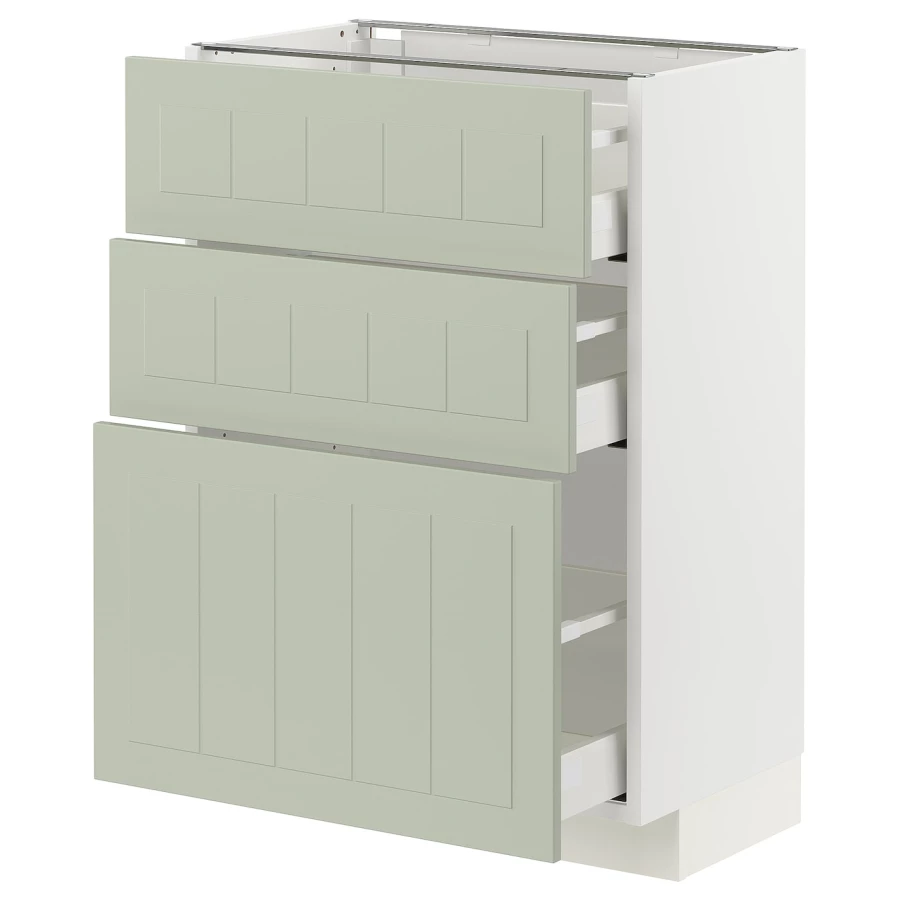 Напольный шкаф - METOD / MAXIMERA IKEA/ МЕТОД/ МАКСИМЕРА ИКЕА,  88х60 см, белый/светло-зеленый (изображение №1)