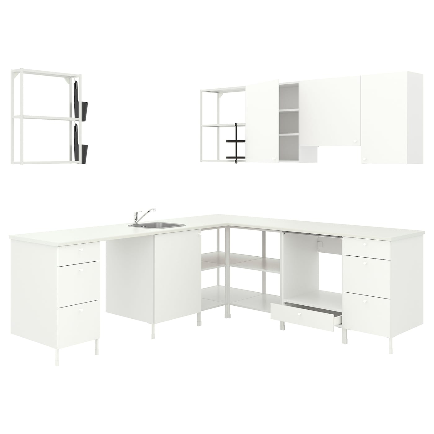 Угловая кухня -  ENHET  IKEA/ ЭНХЕТ ИКЕА, 261,5х75 см, белый