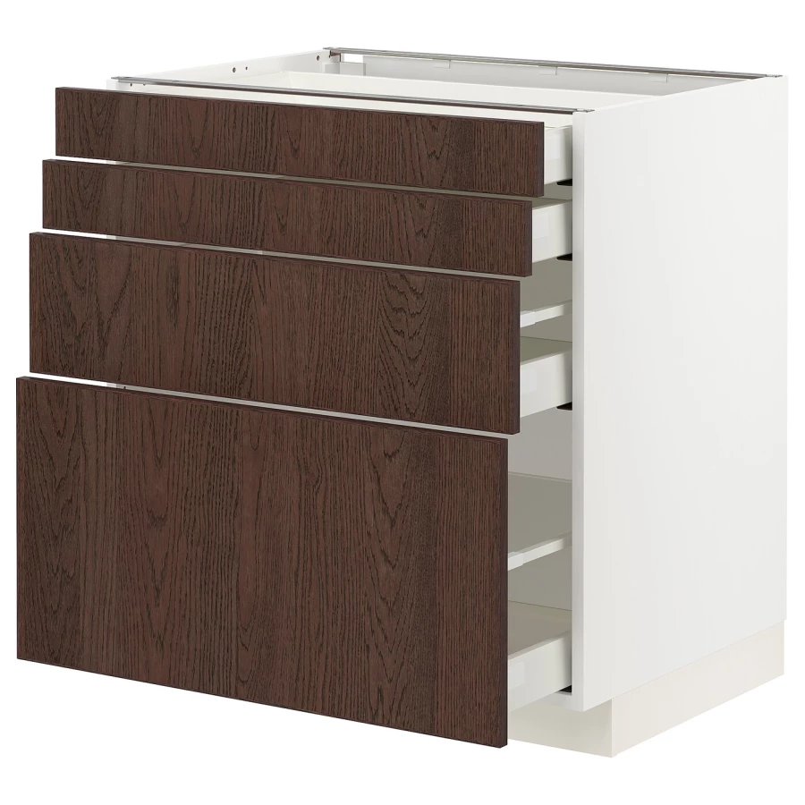 Напольный кухонный шкаф  - IKEA METOD MAXIMERA, 88x62x80см, белый/темно-коричневый, МЕТОД МАКСИМЕРА ИКЕА (изображение №1)