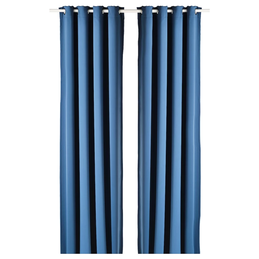 Затемняющая гардина, 2 шт. - IKEA HILLEBORG, 300х145 см, синий, ХИЛЛЕБОРГ ИКЕА (изображение №1)