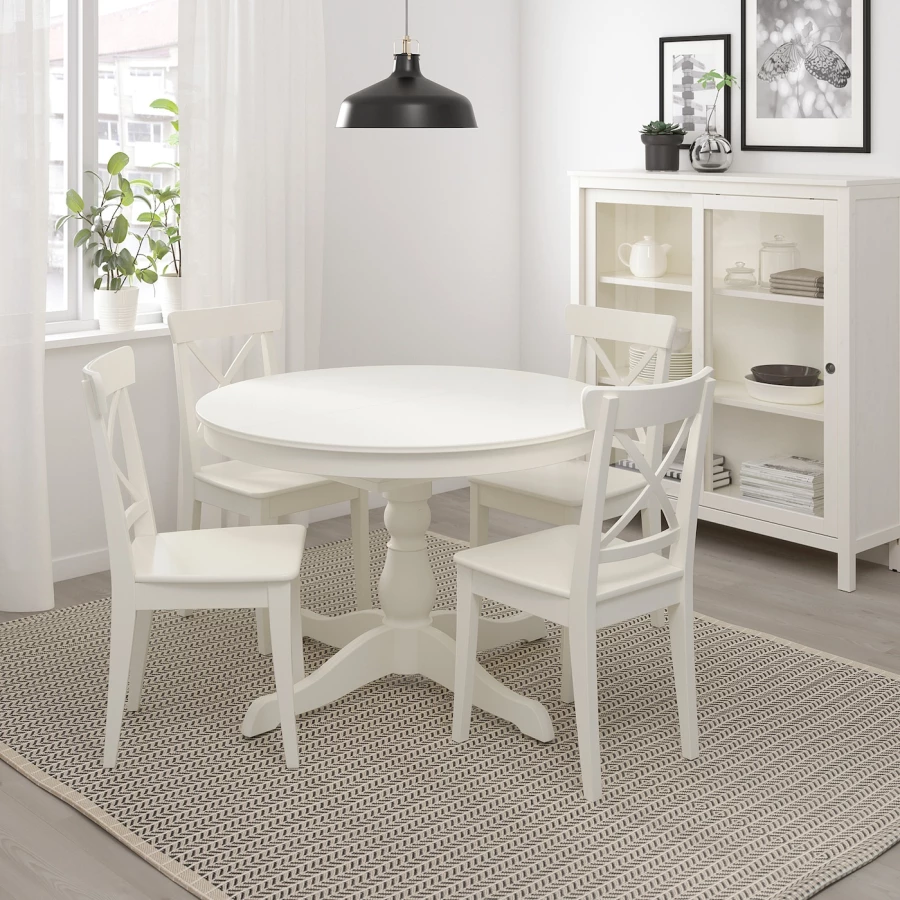 Стол круглый раздвижной - IKEA INGATORP, 155/110х74 см, белый, ИНГАТОРП ИКЕА (изображение №3)