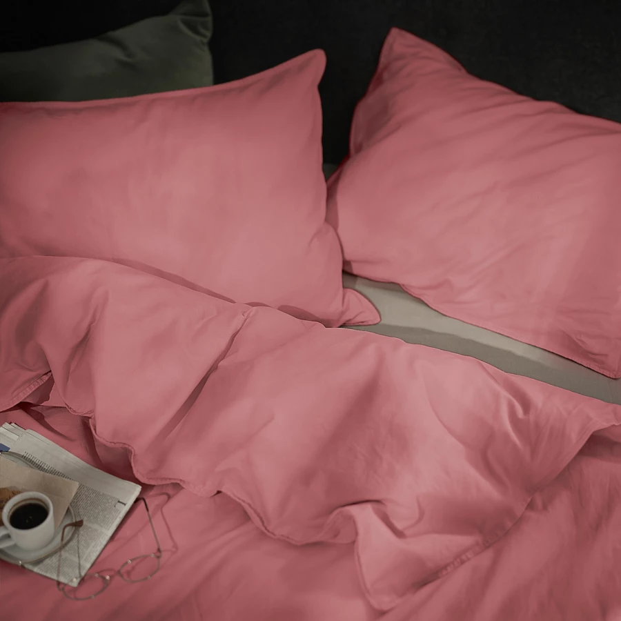 Пододеяльник и 1 наволочка - ÄNGSLILJA / АNGSLILJA  IKEA/  ЭНГСЛИЛЬЯ ИКЕА, 150x200/50x60 см, розовый (изображение №5)