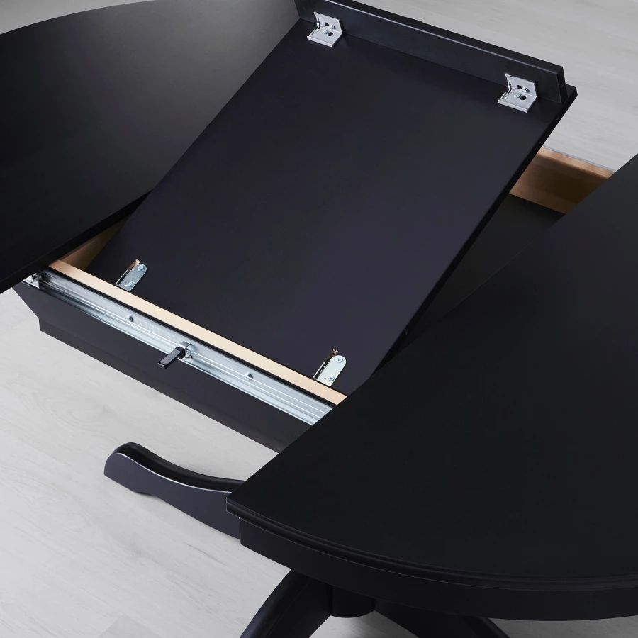 Стол круглый раздвижной - IKEA INGATORP, 155/110х74 см, черный, ИНГАТОРП ИКЕА (изображение №5)