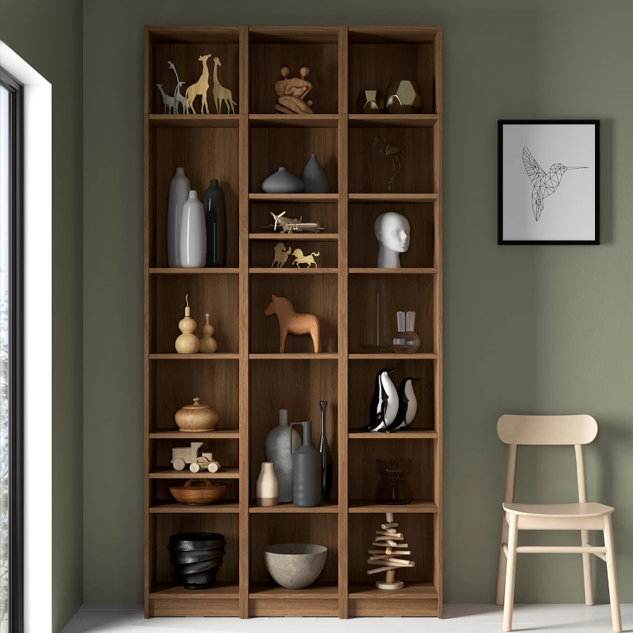Книжный шкаф -  BILLY IKEA/ БИЛЛИ ИКЕА, 120х28х237 см, коричневый (изображение №6)