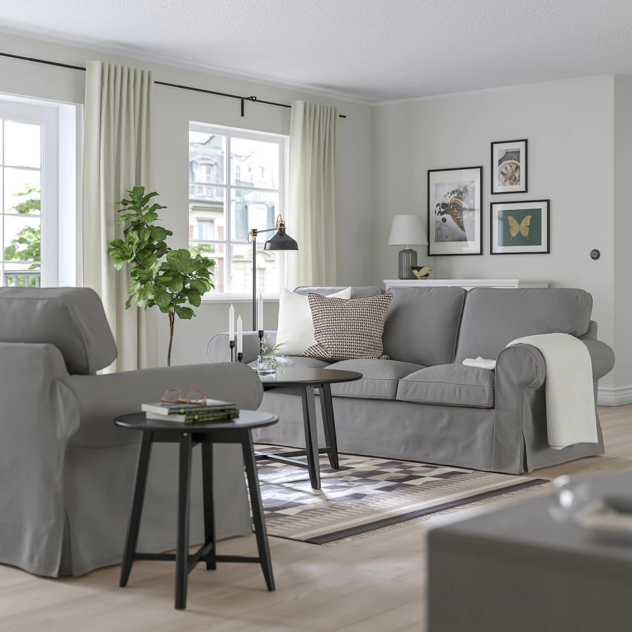 3-местный диван - IKEA EKTORP/ЭКТОРП ИКЕА, 88х88х218 см, темно-серый (изображение №2)