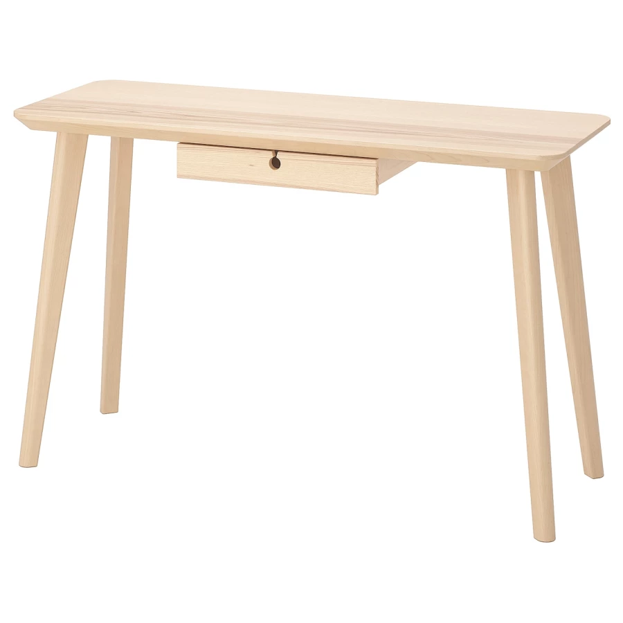 Письменный стол с ящиком - IKEA LISABO, 118х45 см, ясеневый шпон, ЛИСАБО ИКЕА (изображение №1)