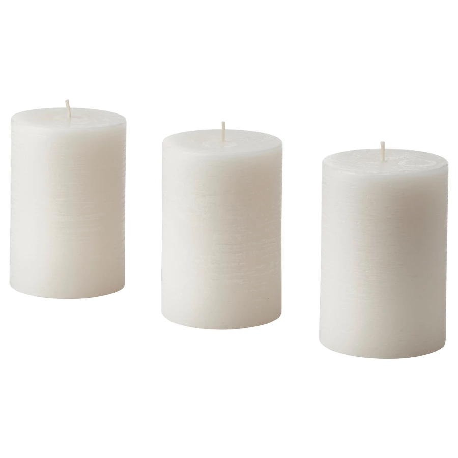 Ароматическя блочная свеча - IKEA ADLAD/АДЛАД ИКЕА, 10х7 см, белый, 3 шт (изображение №1)