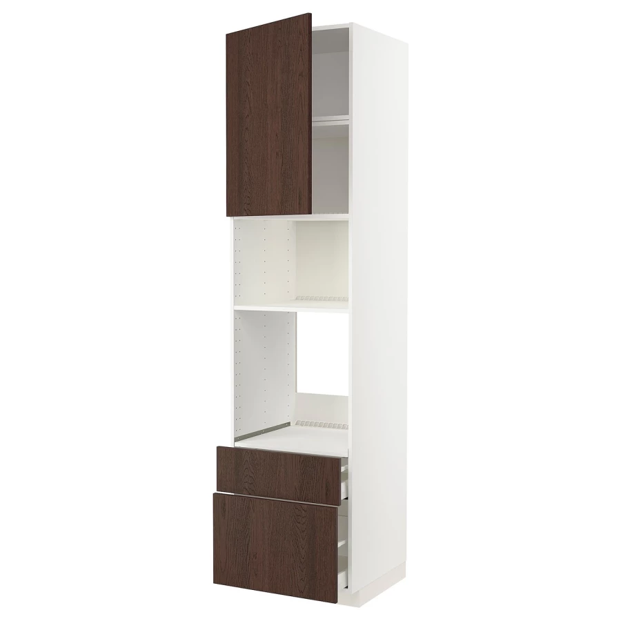 Высокий шкаф - IKEA METOD/MAXIMERA/МЕТОД/МАКСИМЕРА ИКЕА, 240х60х60 см, белый/коричневый (изображение №1)