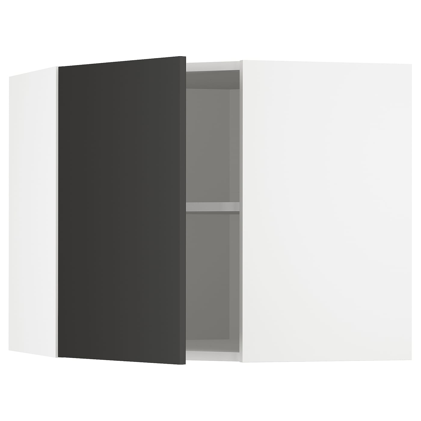 Угловой навесной шкаф с полками - METOD  IKEA/  МЕТОД ИКЕА, 60х68 см, белый/черный