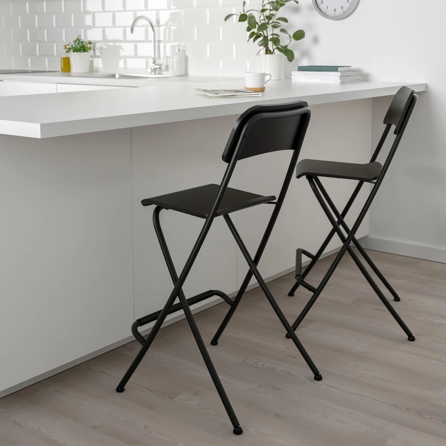 Барный стул со спинкой, складной - IKEA FRANKLIN/ФРАНКЛИН ИКЕА , черный, 63 см (изображение №2)