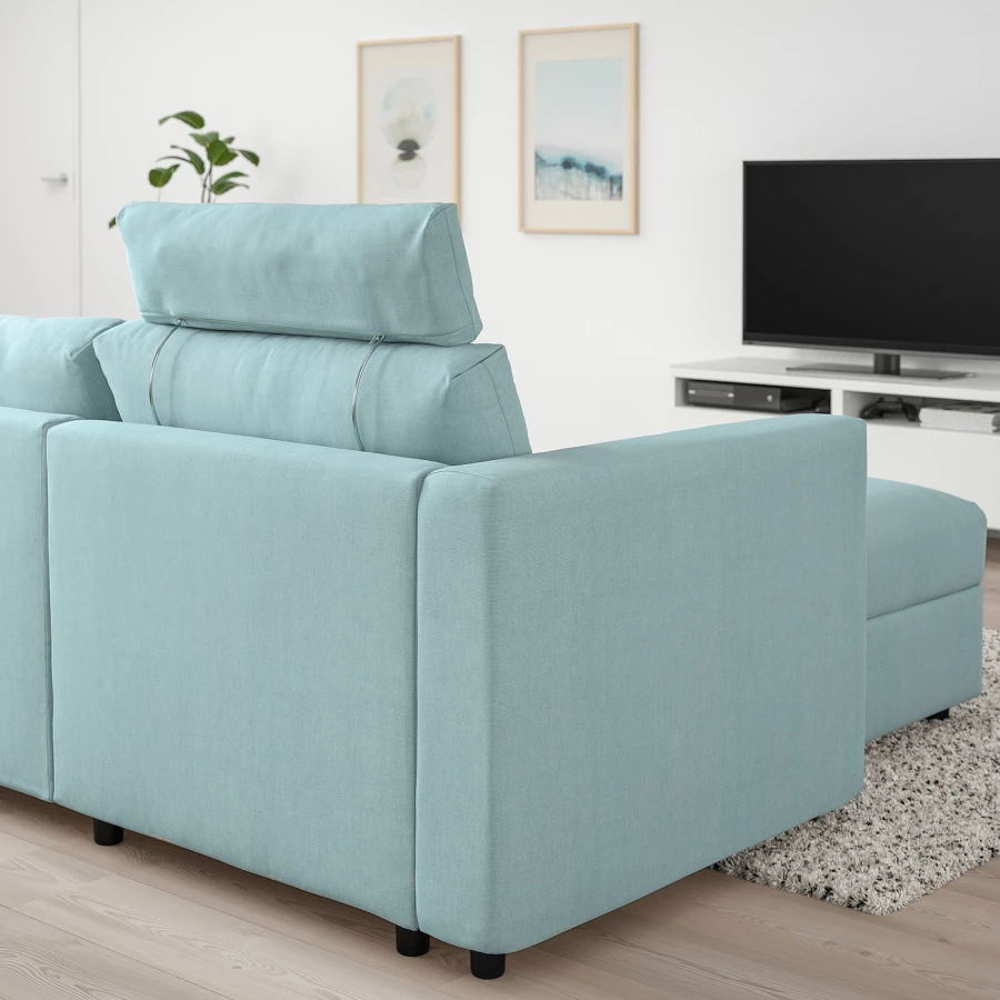 Подголовник для дивана - VIMLE IKEA /ВИМЛЕ ИКЕА, 70х20 см, голубой (изображение №3)