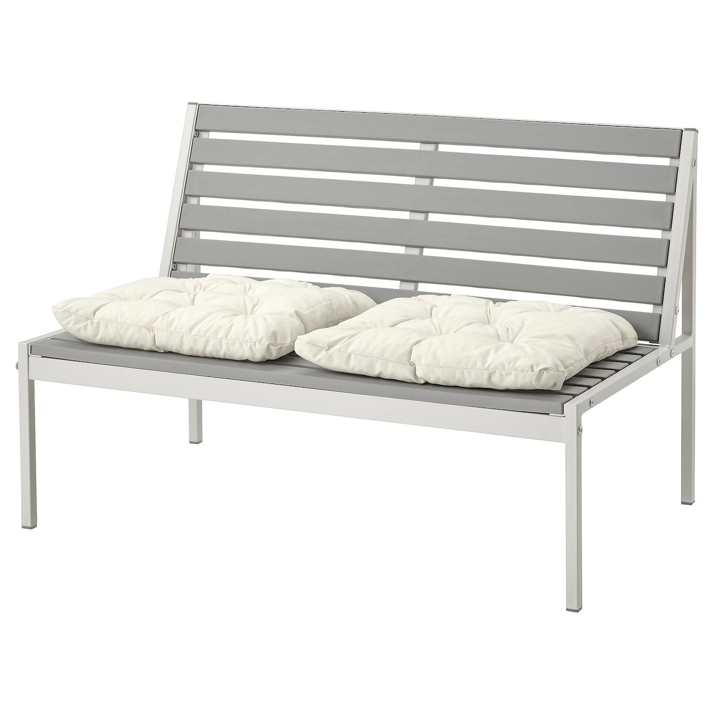 Садовая лавочка c подушками - IKEA JOLPEN, 67x59x100см, серый/белый, ЙОЛПЕН ИКЕА