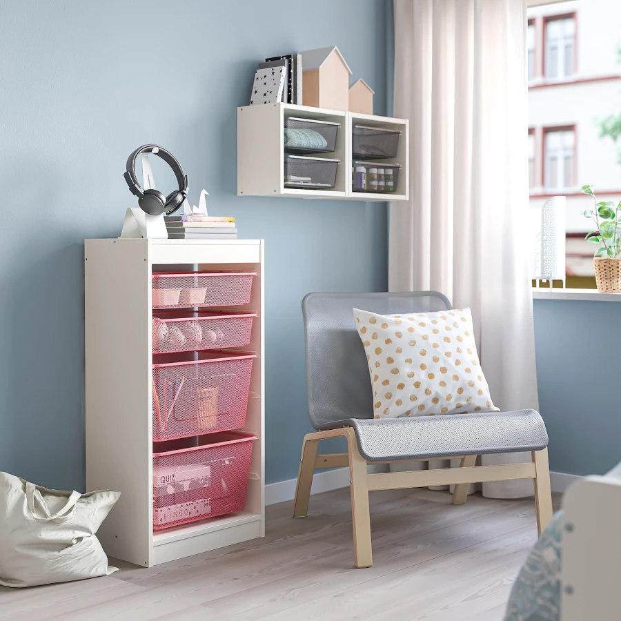 Стеллаж детский - IKEA TROFAST, 46x30x94 см, белый/красный, ИКЕА (изображение №2)