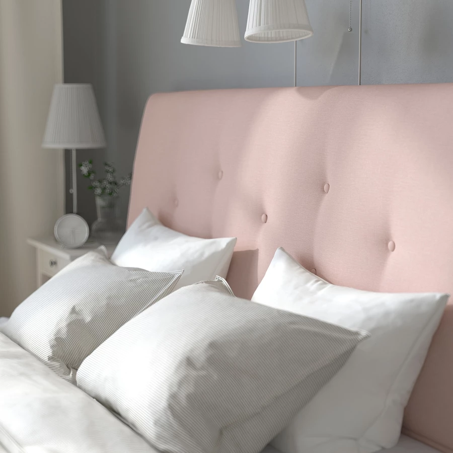 Двуспальная кровать - IKEA IDANÄS/IDANAS, 200х160 см, бледно розовый, ИДАНЭС ИКЕА (изображение №7)
