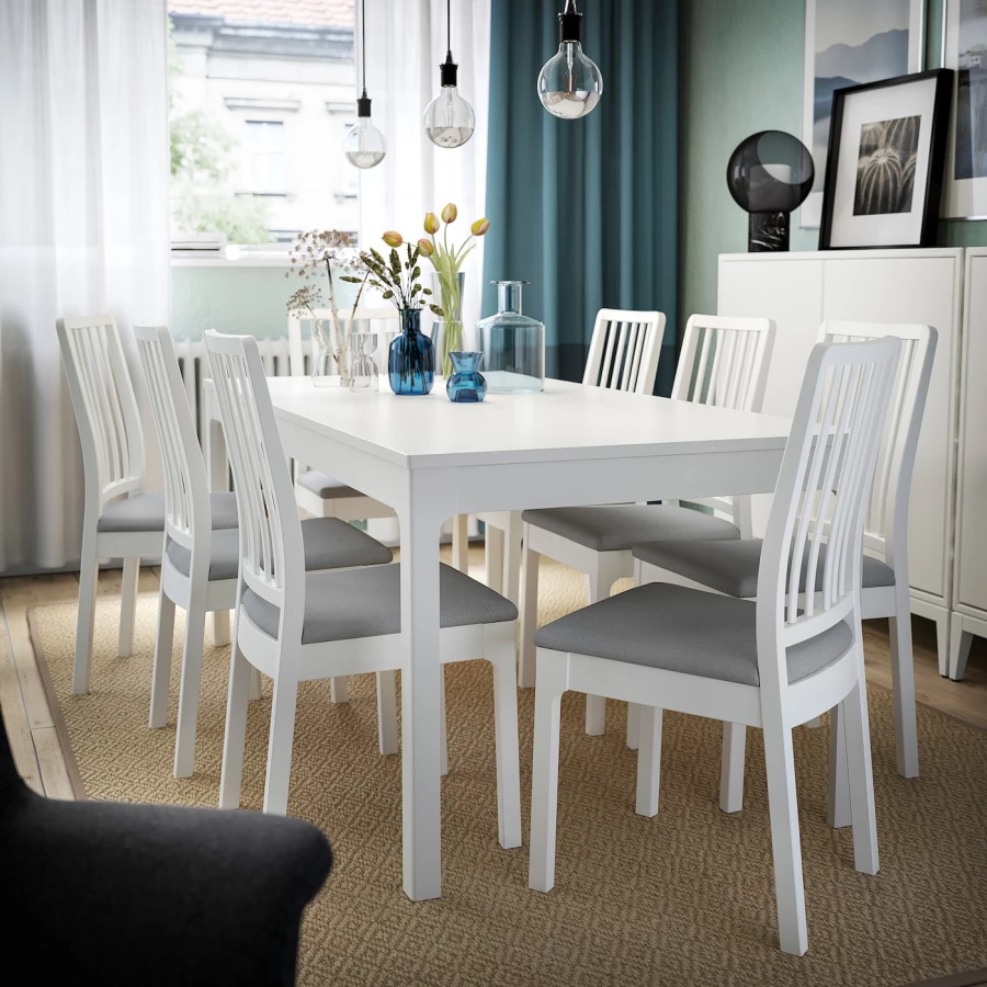 Стол и 6 стульев - IKEA EKEDALEN/ ЭКЕДАЛЕН ИКЕА, 180х240х90 см, белый/серый (изображение №2)
