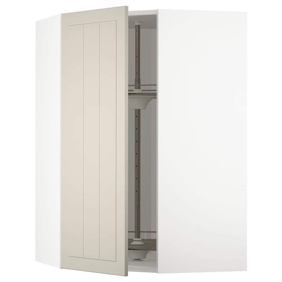 Угловой навесной шкаф с каруселью - METOD  IKEA/  МЕТОД ИКЕА, 100х68 см, белый/бежевый (изображение №1)
