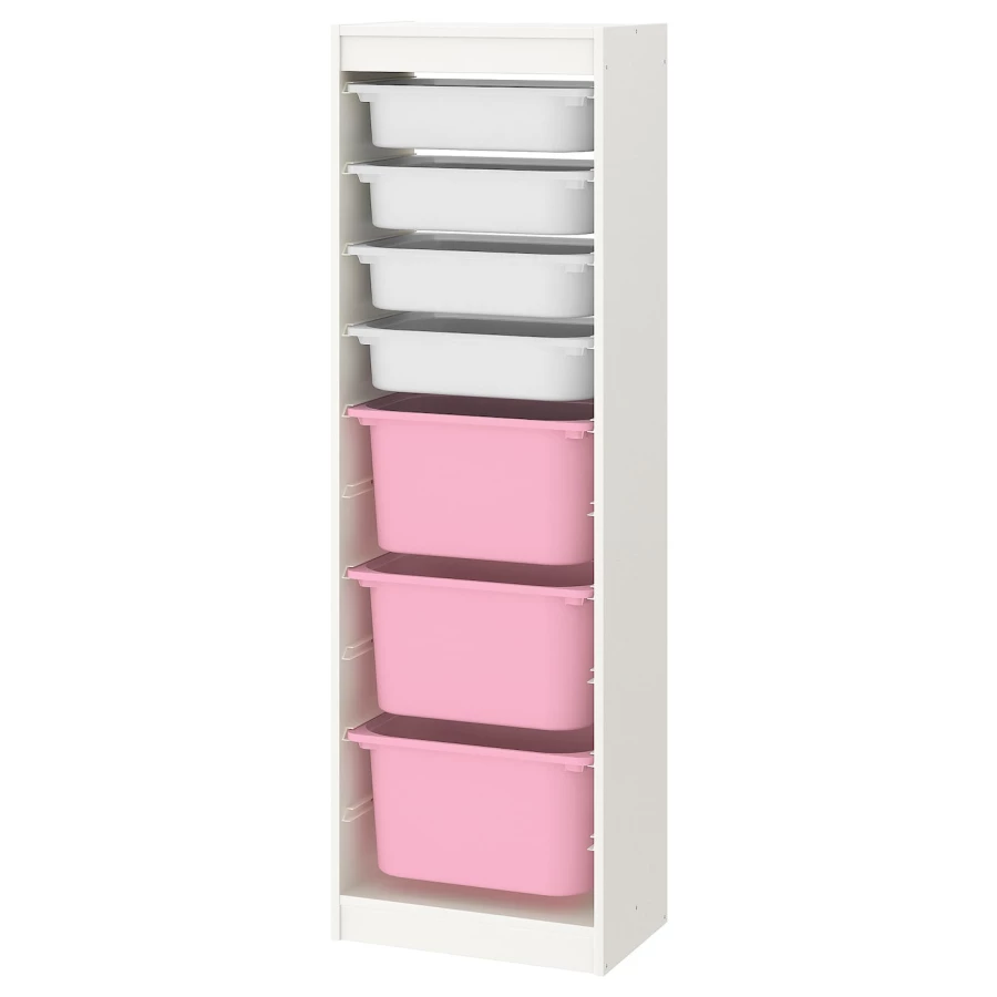 Стеллаж - IKEA TROFAST, 46х30х145 см, белый/розовый, ТРУФАСТ ИКЕА (изображение №1)