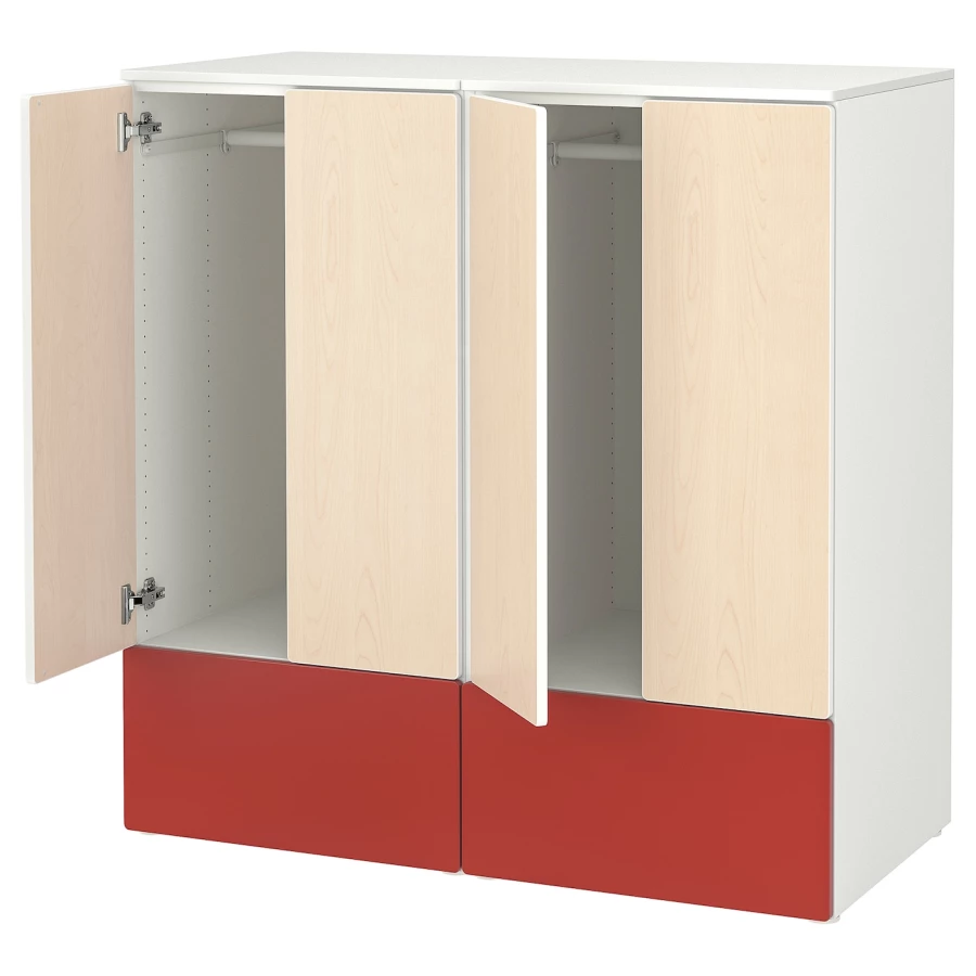 Шкаф - SMÅSTAD / PLATSA/ SMАSTAD  IKEA/ СМОСТАД / ПЛАТСА ИКЕА, 123х120 см, белый/красный /бежевый (изображение №1)