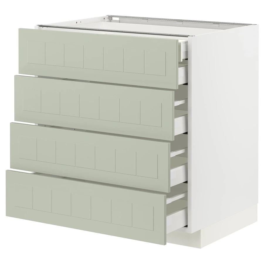 Напольный кухонный шкаф  - IKEA METOD MAXIMERA, 88x62x80см, белый/светло-зеленый, МЕТОД МАКСИМЕРА ИКЕА (изображение №1)