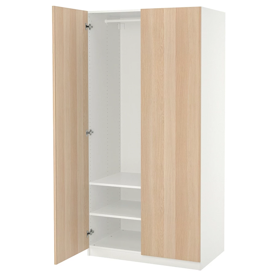 Шкаф - IKEA PAX/FORSAND/ПАКС/ФОРСАНД ИКЕА, 60х100х201,2 см, белый/светло-коричневый (изображение №1)