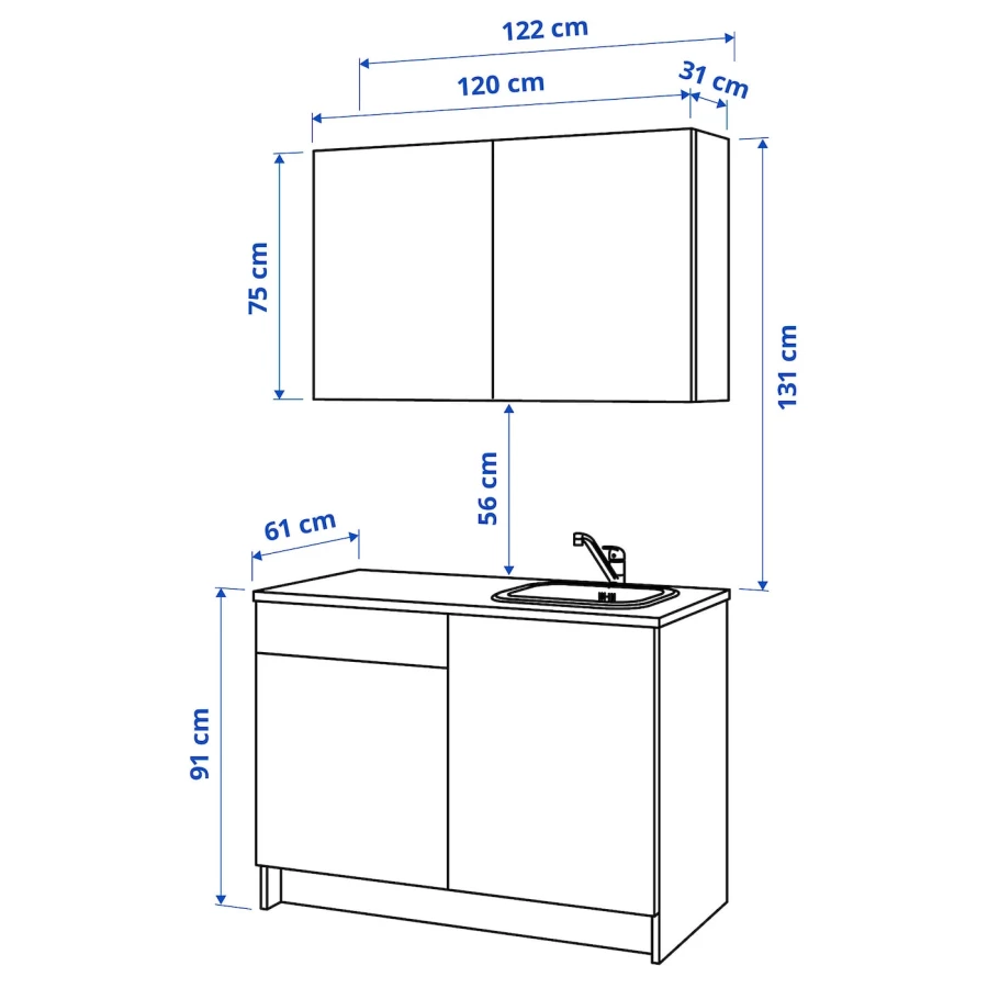 Кухонная комбинация для хранения вещей - KNOXHULT IKEA/ КНОКСХУЛЬТ ИКЕА, 120x61x220 см, серый/бежевый (изображение №10)