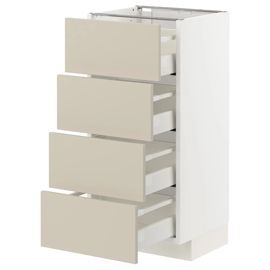 Напольный шкаф  - IKEA METOD MAXIMERA, 88x39,2x40см, белый/бежевый, МЕТОД МАКСИМЕРА ИКЕА (изображение №1)