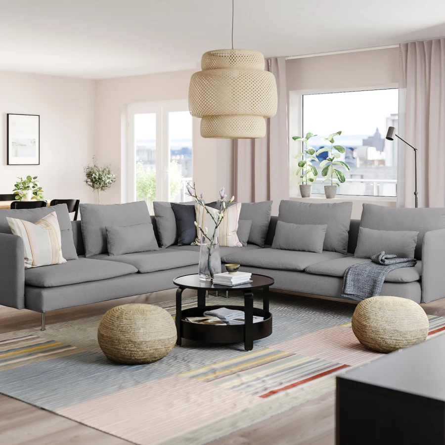 6-местный угловой диван - IKEA SÖDERHAMN/SODERHAMN, 99x291см, серый, СЕДЕРХАМН ИКЕА (изображение №2)