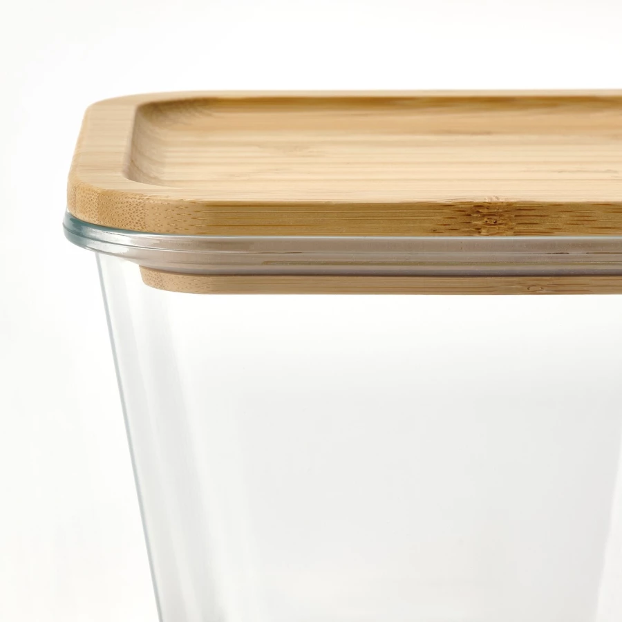 Контейнер для продуктов с крышкой - IKEA 365+, 15х15х12 см, стекло/бамбук, ИКЕА 365+ (изображение №5)