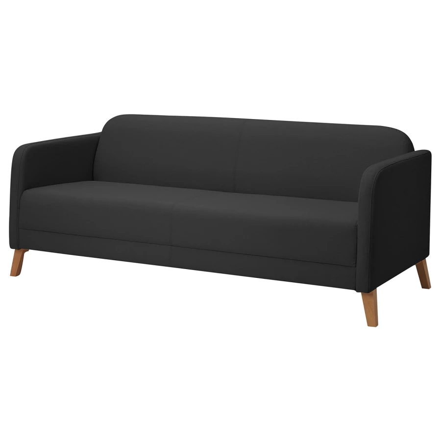 3-местный диван - IKEA LINANÄS/LINANAS, 76x80,5x197см, черный, ЛИНАНАС ИКЕА (изображение №1)