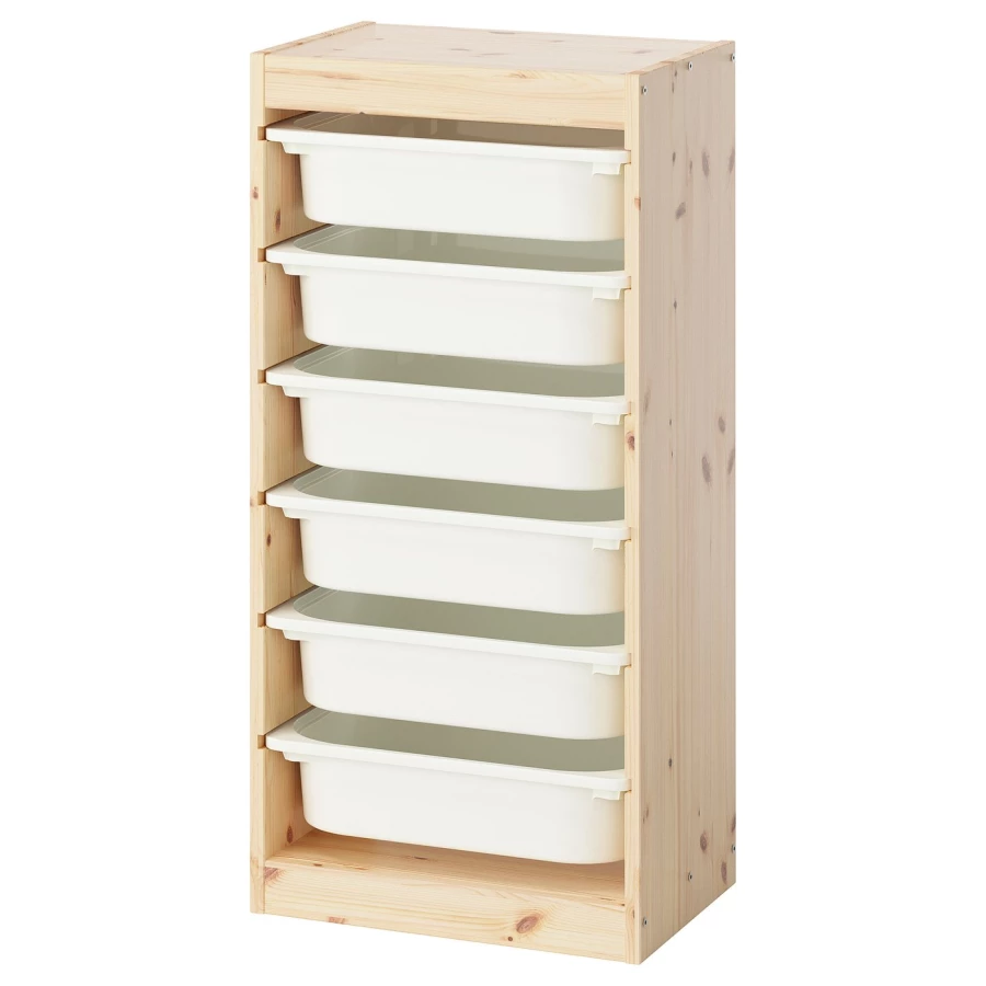 Шкаф с ящиком IKEA TROFAST/ТРУФАСТ ИКЕА, 46х30х91 см, под беленый дуб/белый (изображение №1)