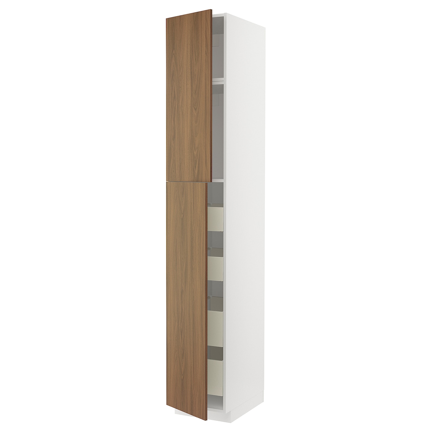 Высокий шкаф с ящиками - IKEA METOD/MAXIMERA/МЕТОД/МАКСИМЕРА ИКЕА, 240х60х40 см, белый/коричневый