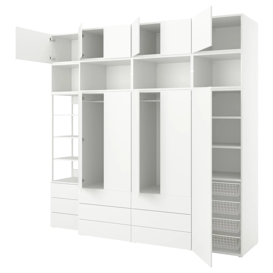 Шкаф 11 дверей + 9 ящиков - IKEA PLATSA/ПЛАТСА ИКЕА, 57х280х261 см, белый (изображение №1)
