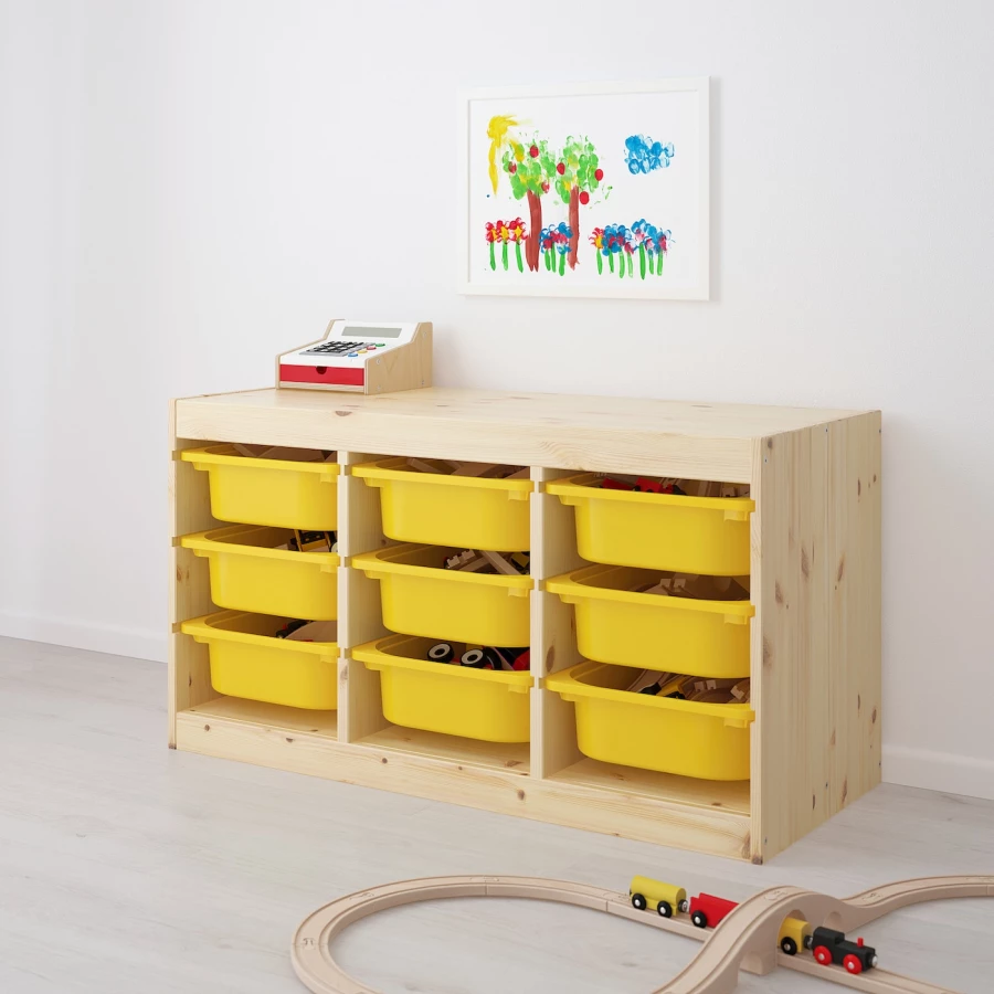 Стеллаж - IKEA TROFAST, 93х44х52 см, сосна/желтый, ТРУФАСТ ИКЕА (изображение №2)