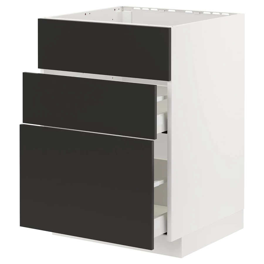 Напольный шкаф - IKEA METOD MAXIMERA, 62x80x60см, белый/черный, МЕТОД МАКСИМЕРА ИКЕА (изображение №1)