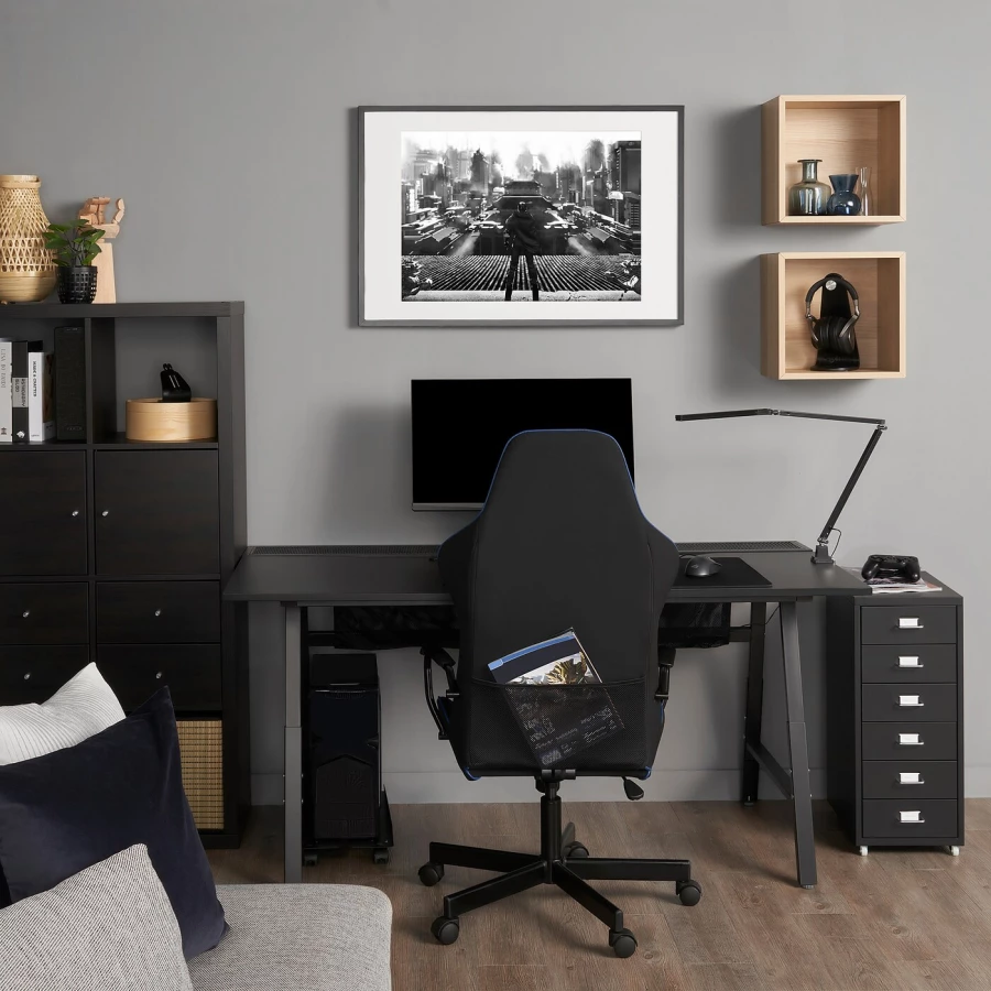 Игровой стол и стул с тумбой - IKEA UTESPELARE/HELMER, черный, 160х78 см, УТЕСПЕЛАРЕ/ХЕЛМЕР ИКЕА (изображение №2)
