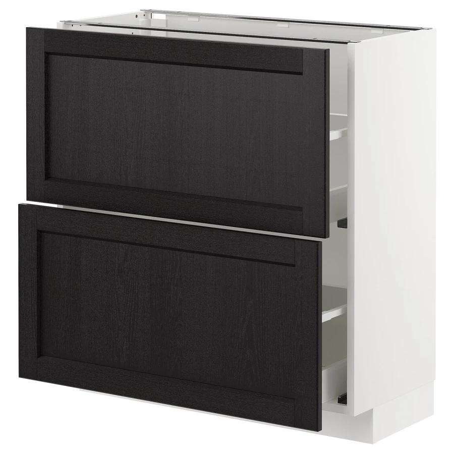 Напольный шкаф - IKEA METOD, 88x39,5x80см, черный/белый, МЕТОД ИКЕА (изображение №1)