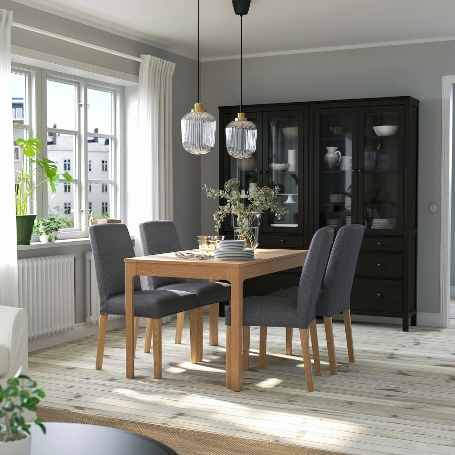 Стол и 4 стула - EKEDALEN / BERGMUND IKEA/ ЭКАДАЛЕН /БЕРГМУНД ИКЕА, 120/180 см, коричневый/серый (изображение №2)